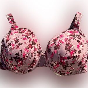 cacique by lane Bryant floral bra lightly lined full coverage purple 44DDD